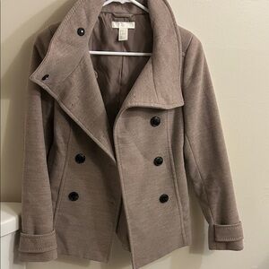 H&M Classic Double-Breasted Peacoat in Taupe